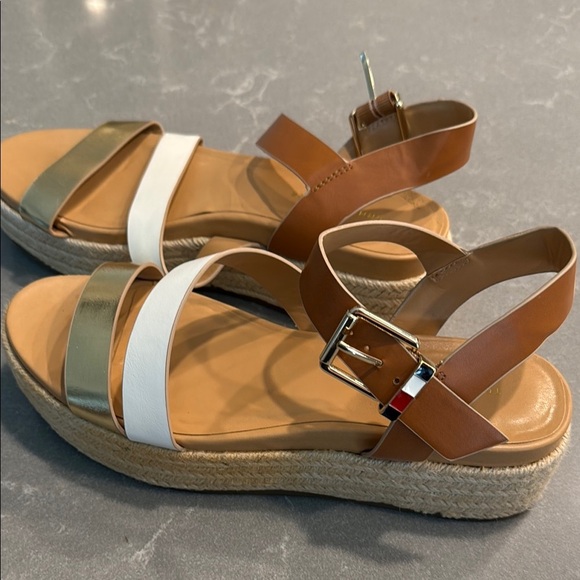 Tommy Hilfiger Brown and White Espadrilles with Adjustable Buckle - Picture 1 of 6
